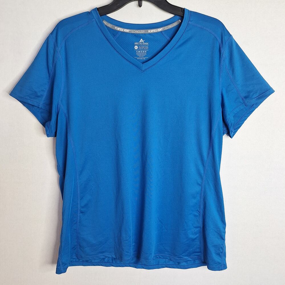 Arctic Cool Womens T Shirt Sz XL Blue Vortex Vent Technology Cooling Athleisure